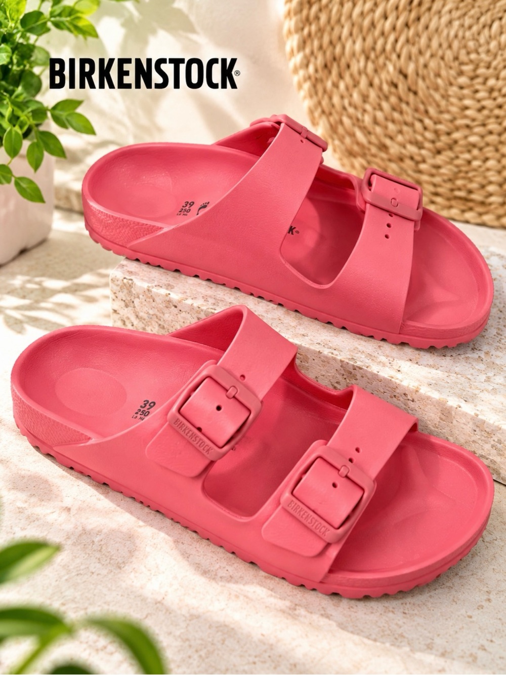 Birkenstock Women’s Coral Pink Two-Strap EVA Sandal Size 8/8.5